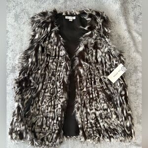 Via Spiga Faux Fur Vest - Black and White XL NWT